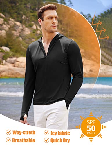 COOFANDY Men Full Zip UPF 50 Sun Protection Hoodie Jacket Long Sleeve Lightweight Breathable UV Shirts with Pockets2