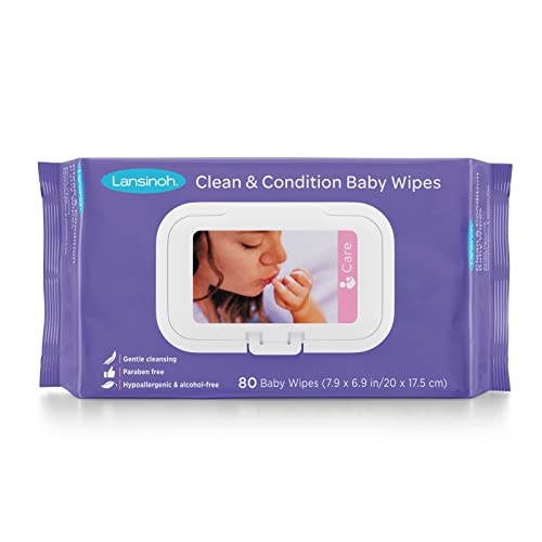 Lansinoh Toallitas Húmedas de Bebé con Lanolina 'Limpia Protege', 80 unidades, Estándar (20540)