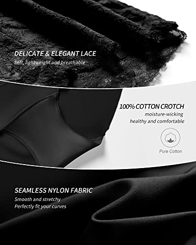 Image of SHARICCA High Waist Lace Underwear for Women Seamless Sexy Panties Ladies Stretch Full Coverage Briefs Pack