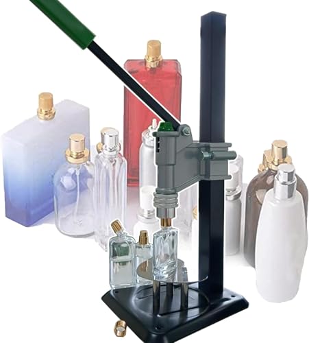 Taponadora manual de botellas con atomizador, máquina prensadora de acero inoxidable de altura ajustable para sellado de botellas de perfume, aceite esencial y medicamentos
