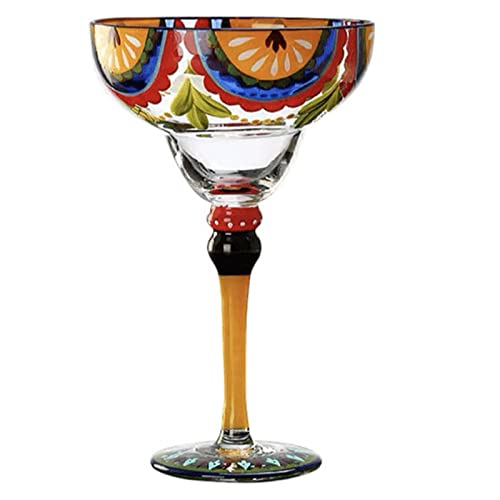 BYYLECL Vaso de margarita pintado colorido de 270 ml, copa de cóctel pintada a mano, copa de champán para cumpleaños, boda, rebanada de frutas