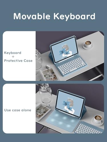 Clavier iPad Pro 11 M5 M4 étui protection bleu touches rondes - 3