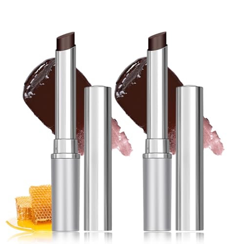 Black Honig Lipstick 2 Stück - Tinted Lip Balm - Lippenpflege mit Farbe - Lip Tint Honey Balm - Lippenstift gegen Lippenfältchen - Lip Gloss für Frauen - Teenager Mädchen Geschenke (Black + Black)