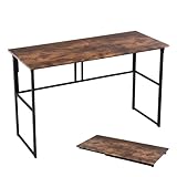 OSJ 折りたたみ デスク パソコンデスク 折りたたみデスク ブラウン 広い スペース 組み立て不要 完成品 幅120×奥行50×高さ75cm つくえ 勉強机