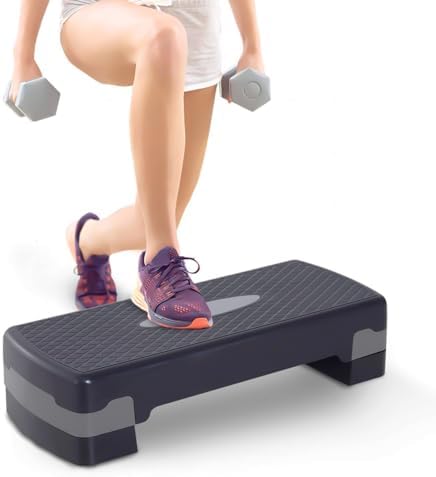 Step Aeróbico de Academia Ajustável 67 x 28 x 10-15 cm com Regulagem de Altura – Antiderrapante, Material Resistente e Design Portátil