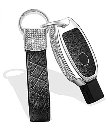 Yuwaton Compatible With Mercedes Benz Accessories Car Key Cover Fob Key Case Key Chain Replacement Key Accessories Car Bling Accessories For Women's With Diamonds Crystal (Black) #TOP3