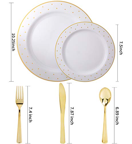 Supernal B07S2QGJNW 200Pcs Gold Plastic Plates,Disposable Plates thumb #1