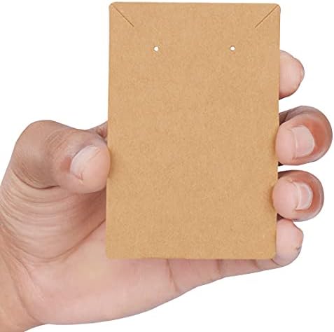 BELLE VOUS 360 Pack Necklace and Earring Display Cards - Kraft Paper Jewellery Holder Cards - Blank Tags/Cards for DIY Jewellery, Ear Studs, and Necklace Chains