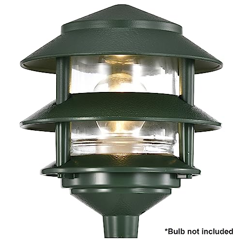 Image of Nuvo Lighting SF77 /323 One Light Two Louver Small Hood 120 Volt Die Cast Aluminum Durable Outdoor Landscape Pathway Lighting, Green