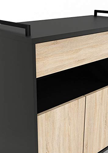 Mueble-de-Cocina-Auxiliar-para-microondas-en-Color-Negro-y-Roble-80x76cm Mueble-de-Cocina-Auxiliar-para-microondas-en-Color-Negro-y-Roble-80x76cm