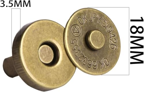 Image of Nimida Magnetic Button Snaps Clasps Fasteners Closure 18 mm for Sewing, Clutch, Purses, Tote, Handbags, Clothes, Leather Bags (50, Antique)