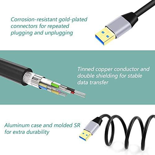 USB Male to Male Cable USB 3.0 A to A Cable Cord SuperSpeed Data Transfer 5Gbps Cable for External Hard Drive Enclosures, DVD, TV Box, Speaker, Printer, Modem, Cameras Gold Plated.(3m)