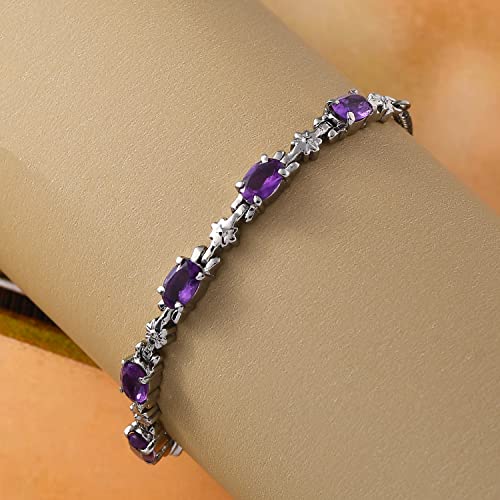 Shop Lc Purple Amethyst Bolo Adjustable Bracelet For Women Birthstone Jewelry Slider Chain Birthday Gifts #TOP4
