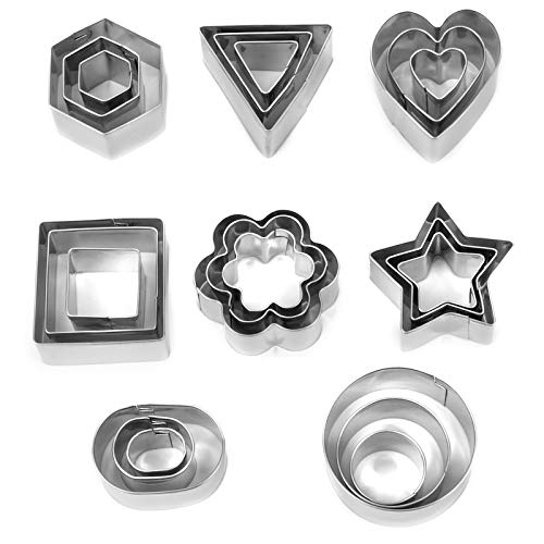 Preisvergleich Produktbild Ausstechformen Mini, Plätzchen keksausstecher 24 Stück Kleine Ausstecher aus Edelstahl, Geometrische Keks Ausstechformen Set, DIY Tools für Backen Fondant Weihnachten, Tortendekorationen