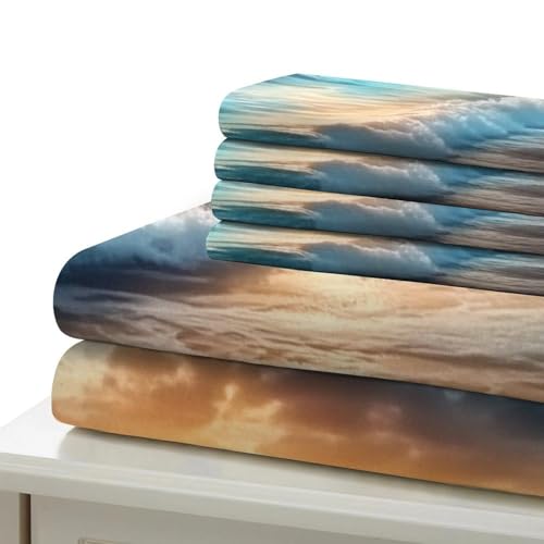 Housse de couette 3D ocean effet microfibre résistante lit single