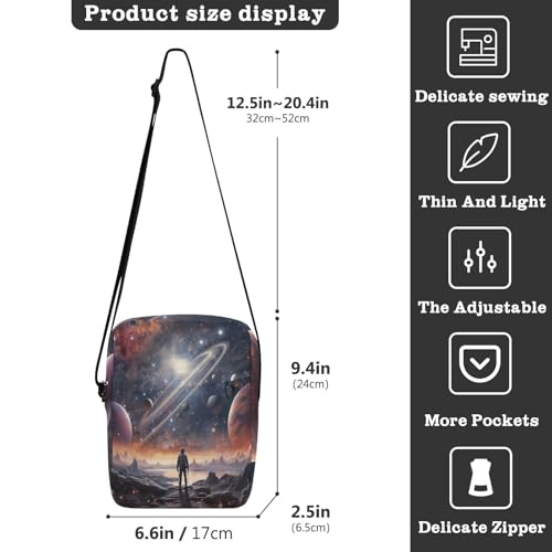 messenger bag crossbody men shoulder bag Women's Purses Adjustable Strap for outdoor sports outdoor sports- Outer Space Colorful3