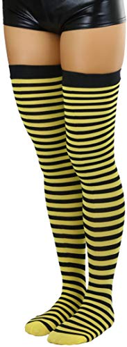Image of ToBeInStyle Women's Opaque Hosiery Thin Striped Thigh High Long Stocking