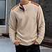 Waffle Henley Shirts for Men Long Sleeve Lightweight Thermal Undershirts Raglan Textured Pullover Tops for Husband Khaki