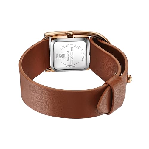 Image of Sonata Poze 6 Strokes and Stroll Quartz Brown Round Dial Women's Watch | Leather Strap Material | Watches for Women Analog - SP80132WL02