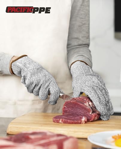 Miniatura 2 de Pacific Ppe Guantes Resistentes A Cortes De Grado Alimenticio, Protección De Nivel 3, Guantes De Seguridad Para Corte De Cocina, Lavables A Máquina, Duraderos, Corte De Carne De Carnicero,