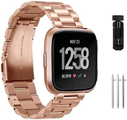 JiarusigCompatible Fitbit Versa/Versa Lite Edition/Versa 2 Bands, Stainless Steel Versa Smartwatch Metal Band for Men Women Replacement Wristband