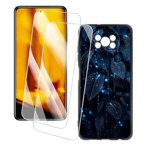 OAGELIM 2�Z�b�g �X�N���[���v���e�N�^�[ + �P�[�X Xiaomi Poco X3 Pro (6.67 �C���`) �Ƃ̌݊������� �A�[�e�B�X�e�B�b�N�J�X�^���v�����g�J�o�[�Ƌ����K���X�t�B���� �X�N���b�`�h�~ (�t)