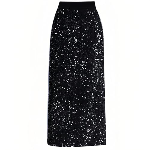 BETYFUL Women's Sequin Skirt - Elegant Elastic High Waist Glitter