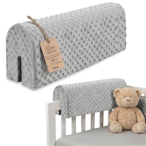 Totsy Baby Tour de lit bébé Respirant 90 cm - Contour de Lits pour Tout-Petits Protege Enfant barreaux ou Barriere Bebe Tours Mousse Berceau Protection Minky...