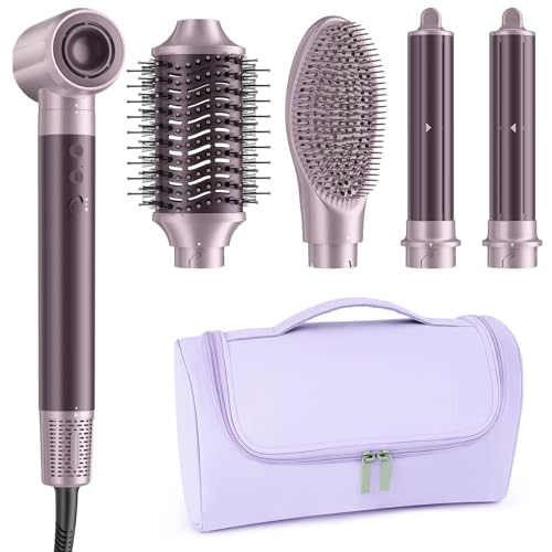 MESCOMB Dual Voltage Hair Dryer Brush for Travel – 5 in 1 Air Styler with High-Speed Blow Dryer,...