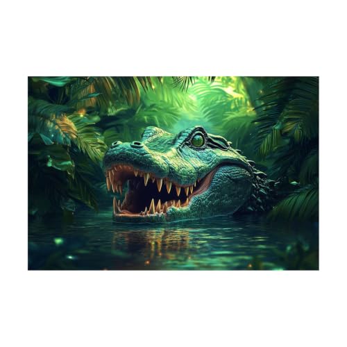 Cuadro en lienzo de animales de la selva verde de 40x60cm para dormitorio