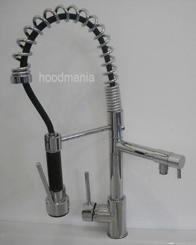 Chrome & Black monobloc pull down spring neck dual flowkitchen mixer tap