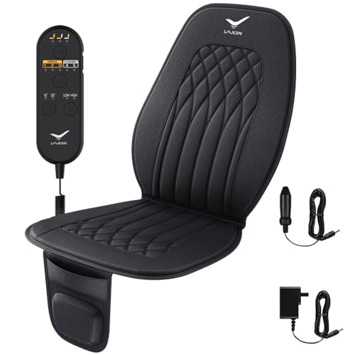 PHONECARE Vehicle Seat Air Massage Cover. Tailored for Long-Distance Drivers for Long commutes. 11 Air Cells Dynamic Work for Back & Hip. Relax Muscles While Driving Slim Comfy Design (Black)