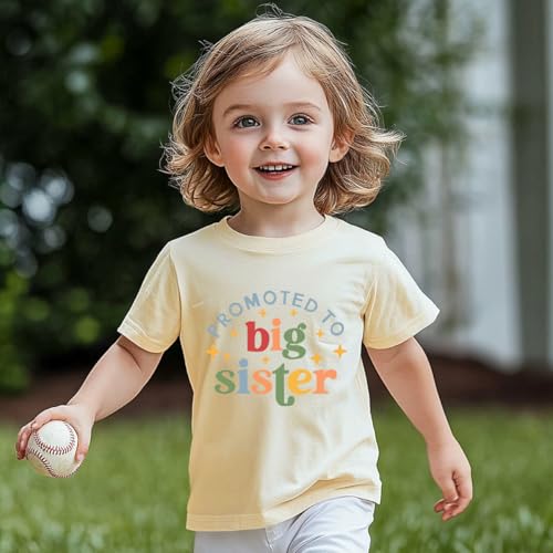 Image of Big Sister Announcement T Shirt Toddler Girls Promoted to Big Sister Tees Outfits 1-7 Years
