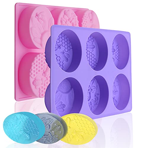 6 Mulden 3D-Silikon-Bienen-Seifenformen, ovale Honigkegel-Seifenform, handgefertigte Seifenherstellung, Backformen, Schokolade, Kekse, Mousse, Gelee, Pudding, Cupcake, DIY Cover