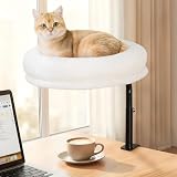 ねこベッド 猫ベッド 猫べっど ネコ 卓上 ねこソファ デクスに挟むタイプ 猫 ハンモック ねこ 寝床 cat マッド 省スペース 机 ネコソファー 耐荷重18kg ((ホワイト, M)
