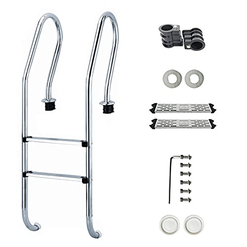 Escalera para piscina con 2 peldaños antideslizantes de acero inoxidable miniatura 1