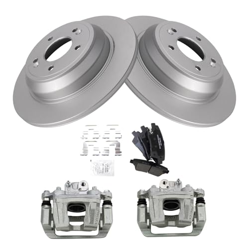 Image of TRQ Rear Brake Pad and Rotor Set Ceramic G Coated Rotors Calipers
