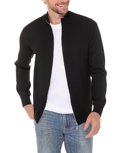 iClosam Cárdigan de Punto para Hombre con Cremallera de Punto Fino cárdigan Cuello Alto suéter de Invierno cálido Abrigo de Invierno, Negro, S