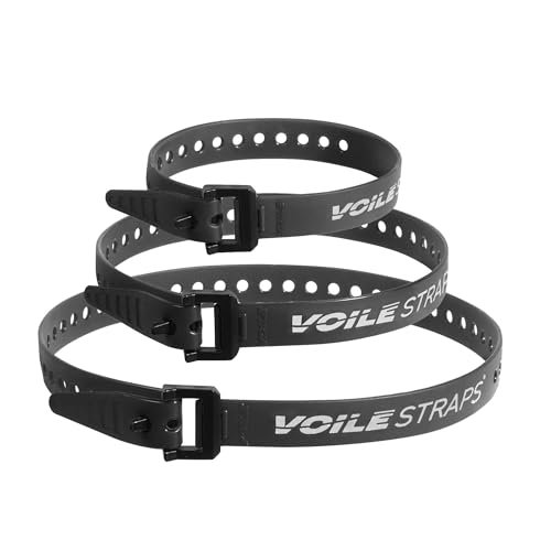 Voile Straps 3 Pack Nylon Buckle | 3-Pack of Heavy-Duty UV-Resistant Polyurethane Straps | 15 20 and 25 | Outdoor Bikepacking Repairs Made in USA (Black)