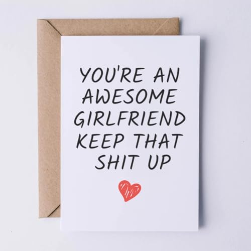 Little Maple Shop Girlfriend card, funny Chiristmas card for Girlfriend, You're an awesome Girlfriend keep that shit up, hilarious card for Girlfriend's birthday