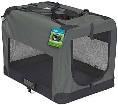 Guardian Gear Soft Sided Charcoal Collapsible Crates for Dogs Mesh Window PanelsLarge 40"x27"27"