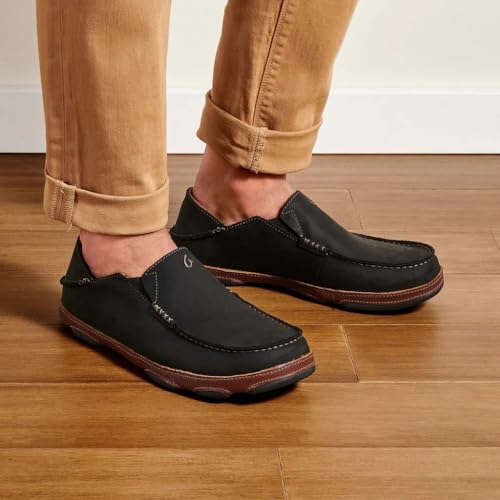 Image of OLUKAI Moloa Men's Premium Leather Shoes, Easy Slip On & Off Design, Casual & Versatile Loafer, Drop-in Heel & Enhanced Traction