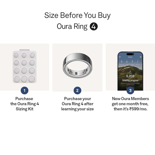 Image of OURA Ring 4 - Silver - Size 11 - Smart Ring | Size First Ring 4 Sizing Kit | Sleep Tracking Wearable - Heart Rate - Fitness Tracker - Up to 8 Days Battery Life