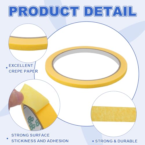 Image of MECCANIXITY Masking Tape 0.2 Inch x 21 Yard Painter's Tape Yellow Paint Tapes for DIY Crafts Arts Drawing Decoration Labeling Car Painting Artist Teachers, Pack of 6