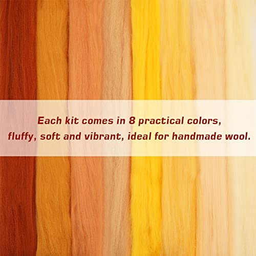 Wonvoc 2.82Oz Needle Felting Wool, 80 G Nature Wool Roving Yarn, Needle Felting Wool Bulk, Hand Spinning Wool Roving Wool Yarn For Diy Craft Materials And Felting Wool Craftsmen, 10G/Color (Autumn) #TOP4