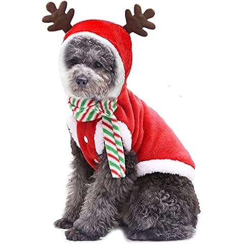 Mersidany Pet Puppy Dog Clothes Hoodie Coat Christmas Costume Winter Apparel,Dog Christmas Clothes Reindeer Winter Warm Coat Santa Claus Apparel (L,A) Cover
