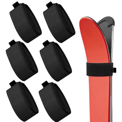 iKALULA 6 Pezzi Cinghie da Sci Regolabile, Cinghie da Sci, Versatile Fasce di Fissaggio per ski, Regolabili Fascette da ski in Eva Fascette da Scis, Accessori per Il Trasporto di Scis e Bastoncini