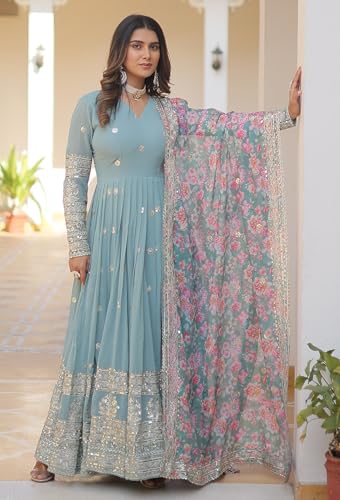 Image of Fashion Basket Gergette Embroidered Long Anarkali