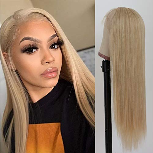Jolitime Hair Blonde Lace Front Wigs Long Straight Synthetic Wig Silky Heat Resistant Glueless Synthetic Lace Front Wig 150% Density Natural Hairline for Women 24 inch