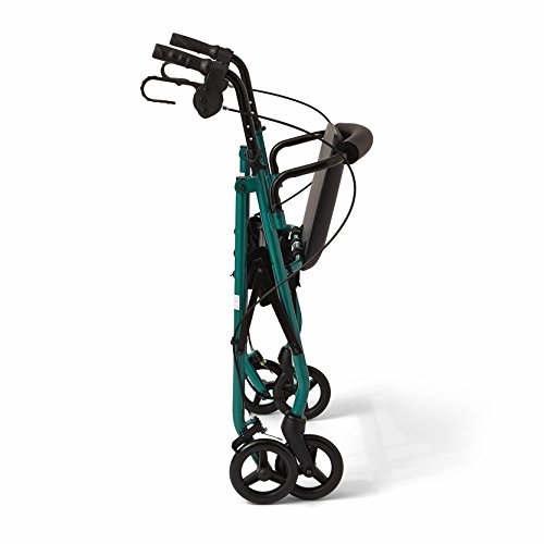Medline Aluminum Rollator Walker With Seat, Folding Mobility Rolling Walker Has 6 Inch Wheels, Green #TOP2